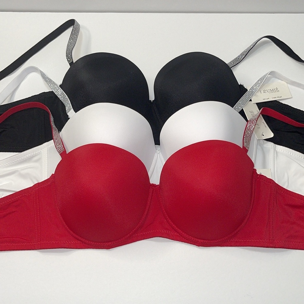Bundle 3 Pieces Push Up Light Padded Multiway T Shirt 3 Hooks Shine Straps Bra.